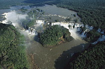 Aerial view over the Iguacu Falls, world's largest waterfalls, Brazil and Argentina border