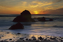 Sunset over beach north of Point Piedras Blancas, California