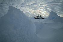 German icebreaker Polarstern, in frozen sea ice, Weddell Sea, Antarctica