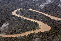 Silt-laden Yavari River winding through the rainforest, Amazon Basin, Peru