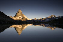 The Matterhorn with reflection in Riffelsee Lake, Alps, Switzerland