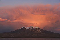 Colchane Mountain at sunset as seen from Lake Chungara, Lauca National Park, Chile