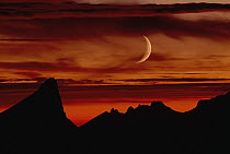 Moon over Niederhorn at sunset, Switzerland