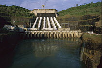 Machadinho Dam, small hydroelectic plant in Parana River, Brazil