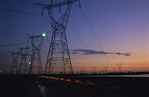 Electricity pylons and power lines from Itaipu Dam, Brazil