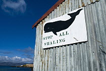 Anti-whaling sign, Carcass Island, Falkland Islands