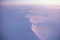 Aerial view of mountains and icefield in high Arctic, Ellesmere Island, Nunavut, Canada