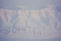 Aerial view of snow covered mountains, Ellesmere Island, Nunavut, Canada