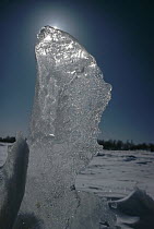 Backlit ice crystals, Lake Superior, Michigan