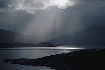 Sunburst after storm over Loch Ness, Scotland