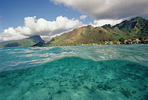 Shallow sand in Lagoon of Moorea, French Polynesia