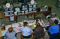 Looking down at control centre at BBC Broadcasting House for Bird in the Nest series in 1994