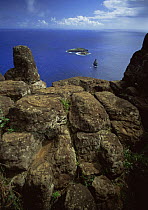 Birdman petroglyphs on the cliff top rocks at Orongo, Rano Kau, Easter Island