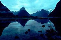 Milford Sound showing 'Mitre Peak' (end of Mildford Track walk). Fiordland NP, South Island, New Zealand