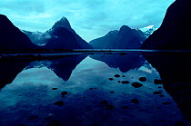 Milford Sound showing 'Mitre Peak' (end of Milford Track walk). Fiordland NP, South Island, New Zealand