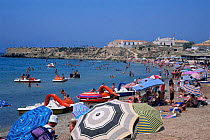 Beach with tourists, Nueva Tabarca, Alicante, Spain