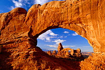Rock arch in Colorado plateau. Arches NP, Utah, Turret Arch