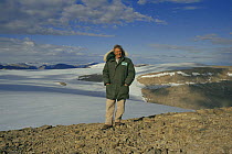 Sir David Attenborough on Ellesmere Island, on location for. "Private Life of Plants" 1995.