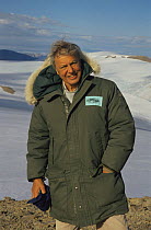 Sir David Attenborough on Ellesmere Island. on location for BBC series "Private Life of Plants" 1995.