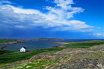 Solitary boathouse on the coast of St Mary Islands, Newfoundland, Canada