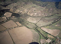 Aerial view of deforestation for agriculture, north of Quito, Ecuador