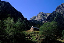 Aigues Tortes, St. Mauricio NP - a hikers shelter in the Pyrenees Spain.