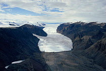 Aerial view of glacier at Sverdrup Pass, Ellesmere Island, Canadian Arctic. 1994.