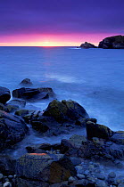 Sunset from shoreline, near Strumble Head, Dyfed, Pembrokeshire National Park, Wales