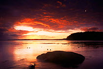 Sunset over Johnston Strait, Vancouver Island, British Columbia, Canada
