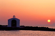 Greek orthodox church at sunset, Georgioupoli, Crete April 1996
