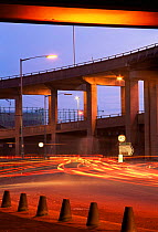 Motorways intersecting at Spagetti junction, Birmingham, UK, at dusk