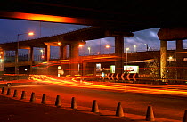 Motorways intersecting at Spaghetti junction, Birmingham at dusk, UK