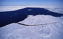 Aerial view of broken ice fields, St Lawrence stream, Magdalen Islands, Canadian Arctic