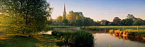 Salisbury Cathedral and River Avon at dawn, Wiltshire, England.