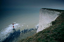 Lighthouse and white cliffs at Beachy Head, Sussex, UK