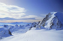 Mont Blanc in snow covered French Alps, France