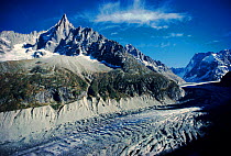 Mont Blanc and the Mer de Glace Glacier. Chamonix, France, Europe