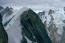Climbers nearing summit, Great Trango, Pakistan
