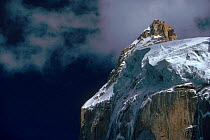 Climber nearing summit of Great Trango, Pakistan