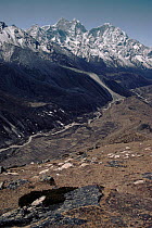 Looking down the Khumbu Valley from Pheriche, Himalayas, Nepal