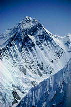 Aerial view of Mount Everest, Nuptse ridge foreground right, Himalayas, Nepal