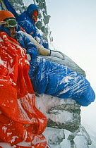 Brian Mollineaux , Eric Jones & Eddie Birch bivouac Matterhorn, Winter 1976
