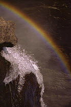 Victoria Falls - water at bottom of falls with rainbow