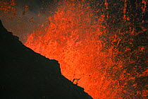 Lava explodes from active volcano, Kimanura eruption, Virunga NP, Democratic Republic of Congo (formerly Zaire)