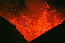 Lava explodes from active volcano, Kimanura eruption, Virunga NP, Democratic Republic of Congo (formerly Zaire)