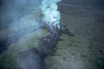 Aerial view of volcanic fissure - the birth of Kimanura volcano, Virunga NP, Democratic Republic of Congo, formerly Zaire