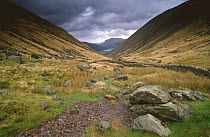 Looking down Kirkstone Pass, near Ambleside, Lake District NP, Cumbria, UK