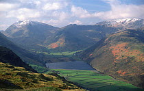 Looking down on U-shapes valley, Brothers Water and Kirkstone Pass, Lake District NP, Cumbria, UK
