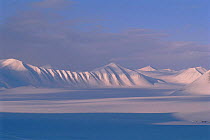 Snow covered mountain range Svalbard, Spitzbergen, Norway, Scandinavia, Europe
