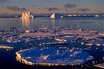 Pack ice with icebergs. Cape Darnley, Australian Antarctic Territory, Cape Darnley, Antactica